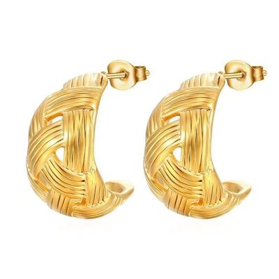 Gold and Sliver Stud Earrings with Screw Back Fastening in Plated Finish
