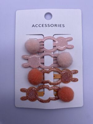 Plain Style Durable Cute 4-Packs Rabbits Hair Clips for Spring Season