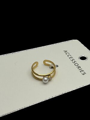 925 Sterling Silver Adjustable Pearl Ring for Women