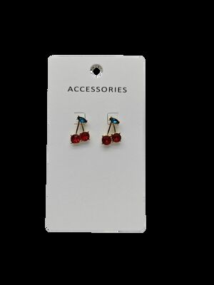 Early Summer New Red Zircon Cherry Ear Studs Elegant Trendy Fruit-Shaped Earrings for Women Girls All-Match Fashionable Stylish