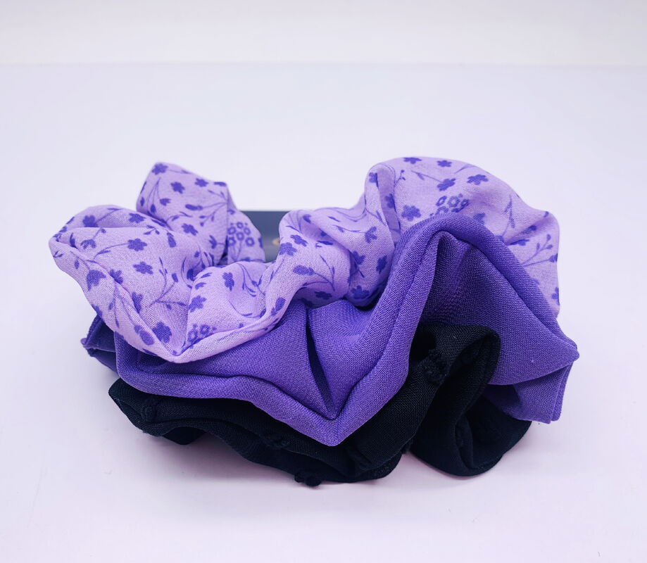 Women Portable Fabric Hair Accessories Scrap Scrunchie Purple Color
