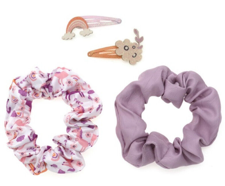 Children Hair Scrunchies with Matching Hair Clip with Various Colors
