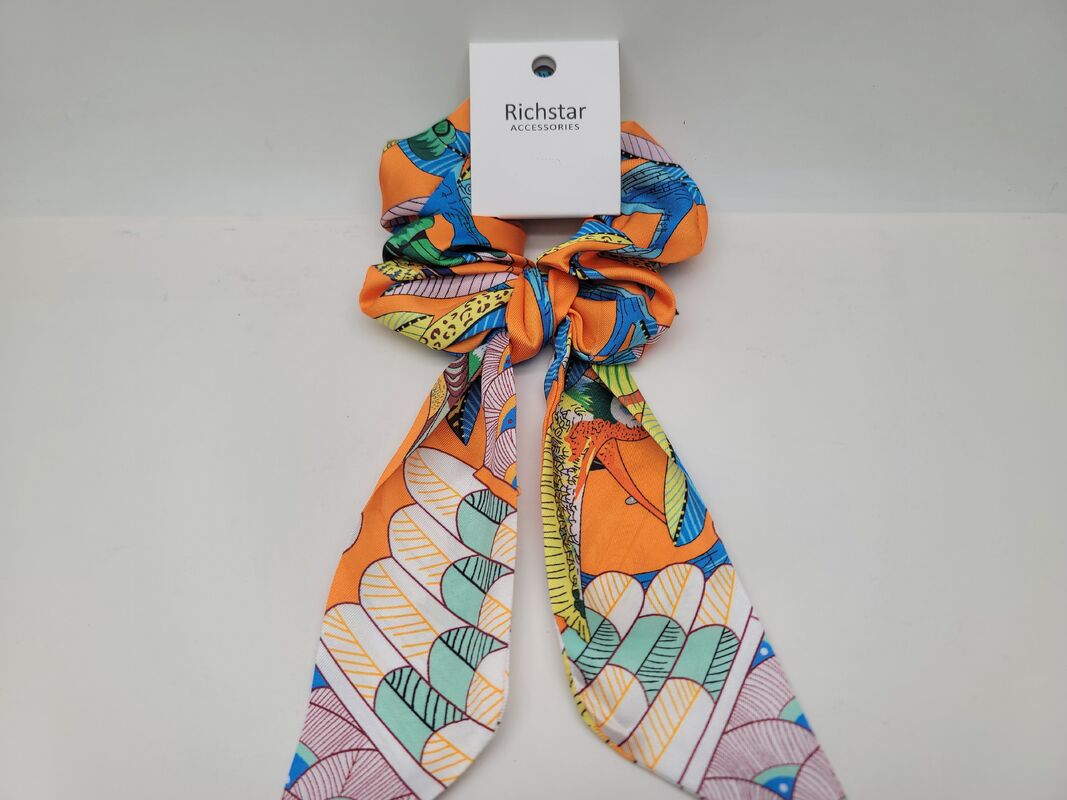 Colorful Fabric Scrunchie Fabric Hair Accessories with Various Pattern Designs