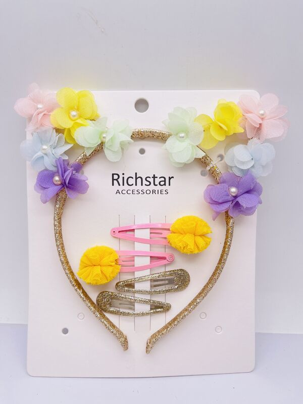 Small Various Design Easter Flower Hairband with Hair Clips