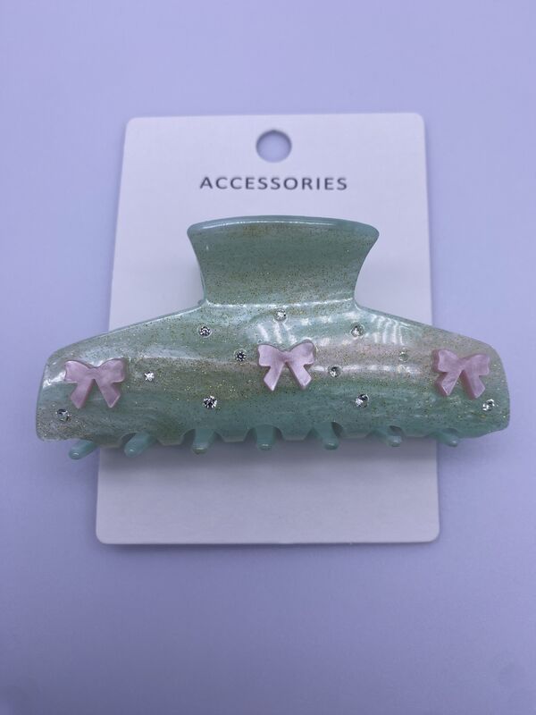 Unisex Pure and Fresh Acrylic Hair Claw Clip with Bowknot Decoration Design