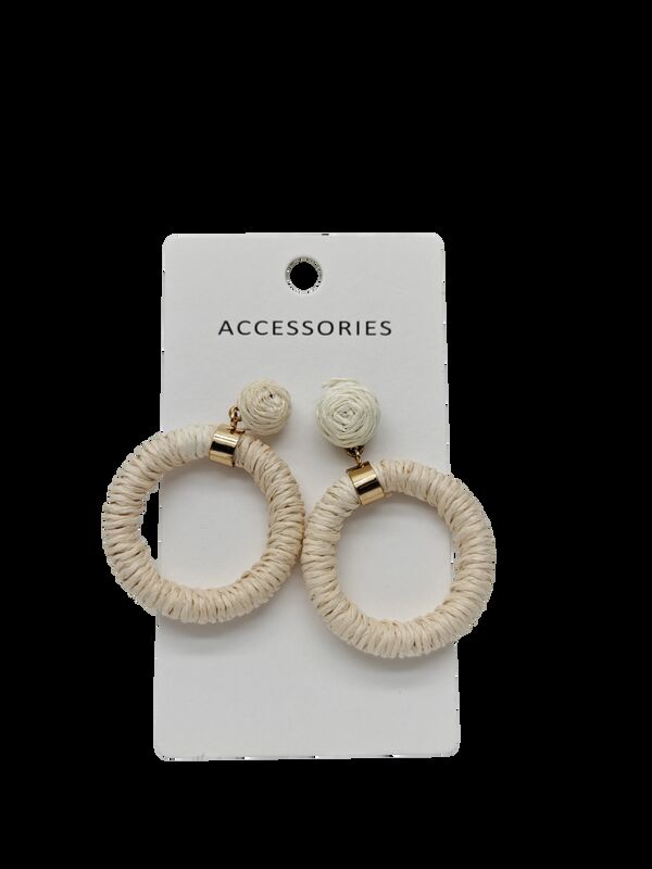 New Round Rattan Earrings Hand-Woven Earrings Bohemian Style Simple Raffia Woven Pendant Earrings
